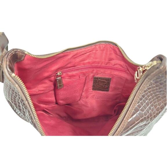 Oscar by Oscar de la Renta Vintage Brown Embossed Leather Shoulder Bag - Picture 3 of 4